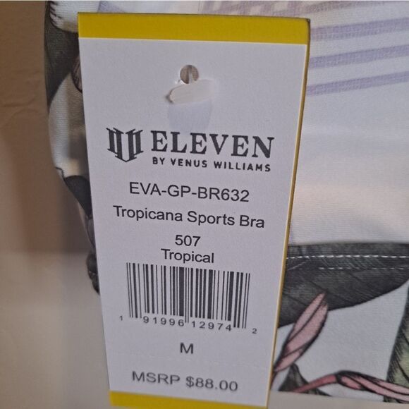 EleVen by Venus Williams White and Green Sports Bra with Tropical Print … - Picture 8 of 11